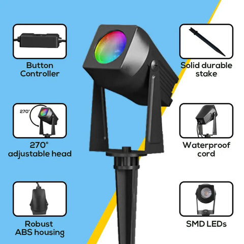 Seriously Slick Smart Outdoor RGBW Landscape Lights 5 Pack Color Changing Garden Yard Lawn Wall Tree Flags Fence LEDs IP68