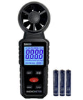Three In One Handheld Anemometer Wind Speed Meter With Temperature Gauge For Outdoor Adventures Like Sailing Surfing Flying And Shooting Go To Wind Level And Air Flow Tester For Pro Grade Readouts, black plastic with batteries