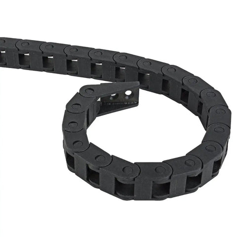 7x7mm Internal Size Black Plastic Drag Chain Cable Carrier 1M Length For CNC Machines, Rugged Nylon Build With R15 Bend Radius