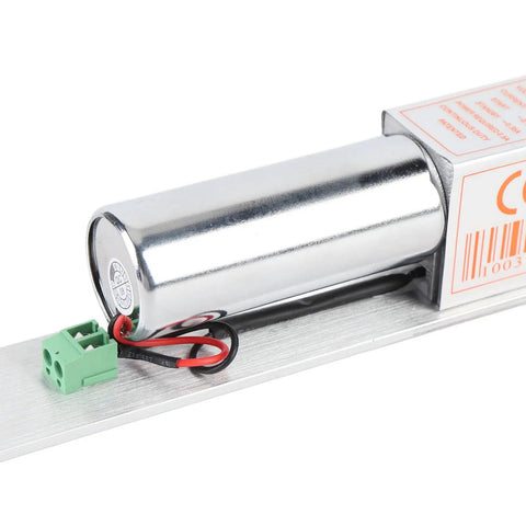Heavy Duty 12v Electric Drop Bolt Lock With Magnetic Self Locking Deadbolt showing aluminum housing and wiring connections.