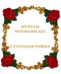 Premium Wood Carved Appliques And Onlays Four Piece Set Of Unpainted Rose Corner Decals with vibrant red roses.