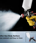 R500 LVLP Paint Gun With 1.3mm 1.5mm And 1.7mm Nozzles Air Regulator Teflon Coated Finish spraying mist