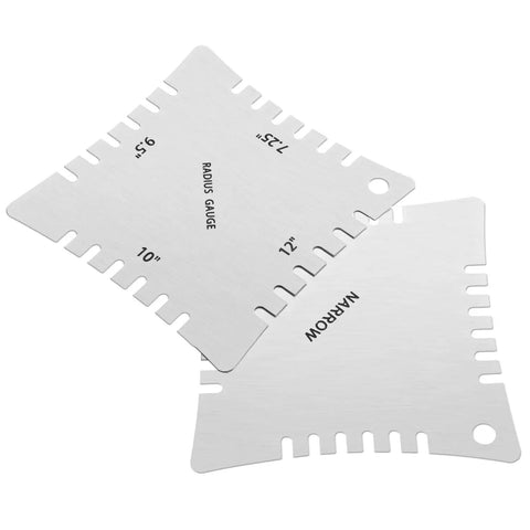 Stainless steel radius gauge from 15 Piece Guitar Luthier Tools Set With Radius Gauge String Action Ruler 32 Feeler Gauge Blades
