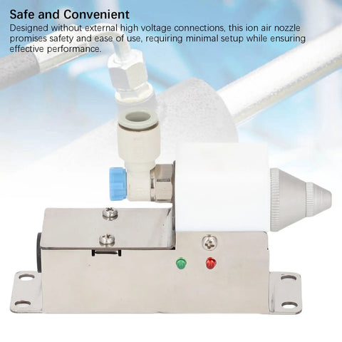 Ionizing Air Nozzle Anti Static Eliminator With Built In High Voltage Power Supply For Machinery And Device Manufacturing And Automation Equipment High Ion Density For Rapid Static Elimination US Plug Included, white metal body
