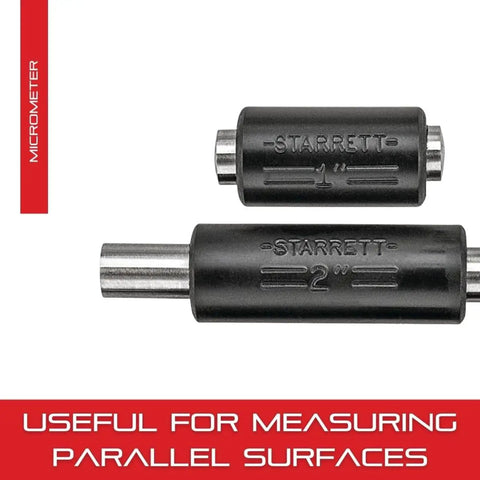 Micrometer Standard Set With Insulated Handle And Spherical Ends For Precision Tool Checks In Shop Or Field Dual One And Two Inch Lengths And Quarter Inch Diameter Heavy Duty Two Pack featuring one and two inch standards.