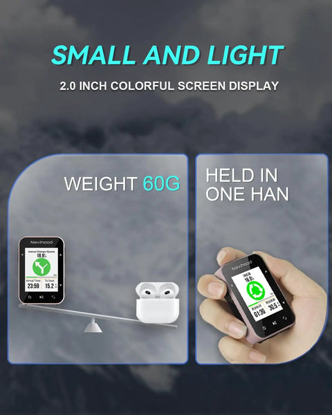 L2 GPS Bike Computer With 2 Inch Color LCD Wireless Cycling Display Bluetooth And ANT Plus IPX7 Waterproof shown on scale