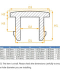 Diagram of dimensions for Premium Silicone Rubber Hole Plugs For 8mm Diameter Holes Waterproof Sealing Plugs with chart.