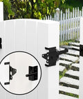 Sturdy Self Closing Fence Gate Hinge Kit For Wood Fences And Outdoor Gates Beefy Heavy Duty Adjustable Hardware With Screws Carbon Steel Keeps Your Gate Aligned And Swinging Smoothly, black self-closing hinge on white wood gate