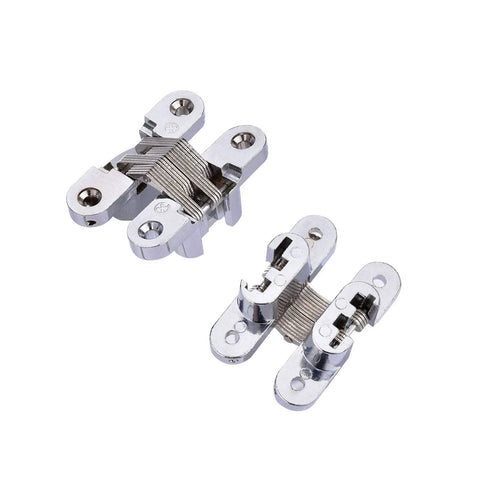 Hidden Door Hinge Set With 8 Pack Concealed Cross Hinges In Zinc Alloy Heavy Duty 180 Degree Invisible Swing For Wooden Doors