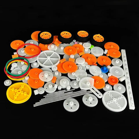 112 Piece Plastic Gear Set For DC Motors And RC Cars DIY Robots And Model Toys Includes Single Gear Worm Gear Reduction Gear Axle Tires Belts