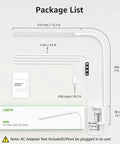 Space Saving Clip On Desk Lamp With Clamp USB Gooseneck Reading Light 450 Lumens 3 Color Modes And Dimmable Brightness packaging