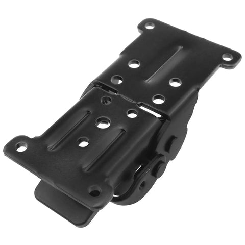 Heavy Duty 2 Pack Black 180 Degree Foldable Bracket For Table Leg Furniture Support showcasing a manganese steel hinge with holes for fastening.