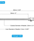 12G Blunt Tip Dispensing Needles 2 Inch Stainless Steel Liquid Refilling Set With Lure Lock Durable Syringe Needle Pack diagram