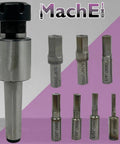 Seven Piece Hex Rotary Broach Punch Set In Inch Sizes From One Eighth Inch To Three Eighth Inch, Premium High Speed Steel HSS
