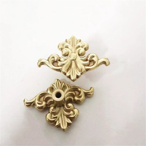 Light Luxury Dope Brass Forged Special Shaped Drawer Knob For Cabinets And Wardrobes Golden Copper Handle, ornate design