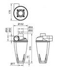 Heavy Duty Dust Cyclone Collector With Turbocharged Separator And Robust Dual Filter System For Industrial Woodworking Shops dimensions illustration