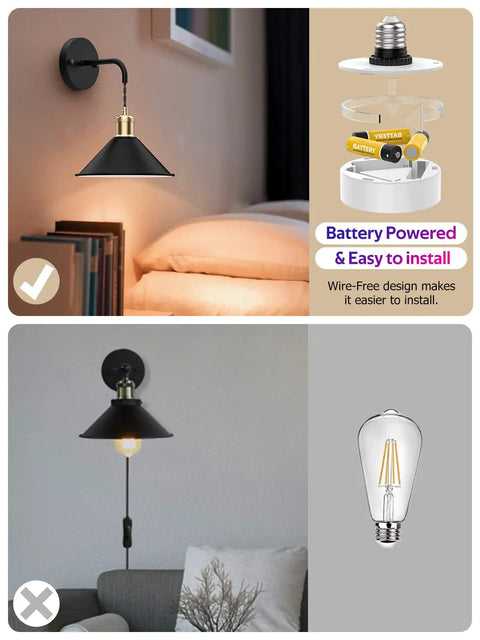 Set Of 2 Battery Operated Wall Sconces With Remote Control, Wireless RGB LED Lights, 13 Color Modes, Dimmable, Memory Function, Auto Timer, Ideal for Bedroom, Living Room, Hallway, Party Vibe Decor