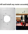 Beast Mode Router Table Insert Plate Built From Heavy Duty Aluminum Alloy Panel with precision hole for router installation.