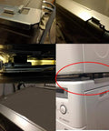 Stainless 27 Inch Laundry Stacking Kit for 27 Inch Washers and Dryers, visible mounting hardware on LG front load models.