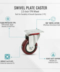 Badass Swivel Plate Caster With Two Point Five Inch TPR Wheel And 4X4 Mounting Base for smooth rolling industrial carts.