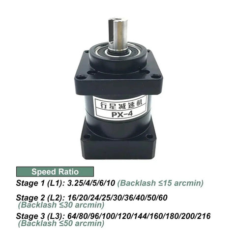 Built Tough 60 Mm Flange Planetary Gearbox With Snappy 20 To 1 Ratio For Nema 24 Brushless Servo Motors, showing detail and labels.