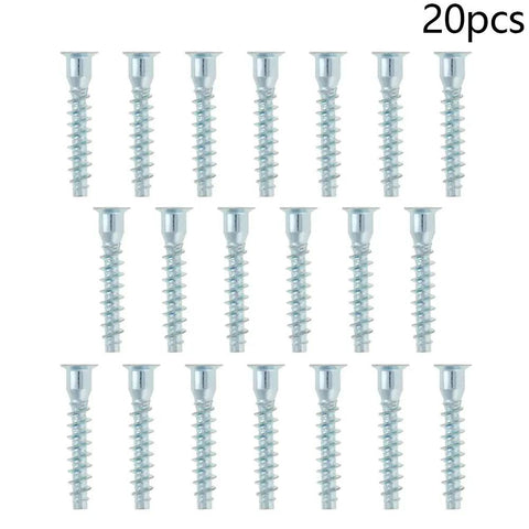 20-piece set of 7x40mm Furniture Confirmat Screws Self Drilling Carbon Steel Zinc Plated Inner Hex Socket Hex Head, silver tone.