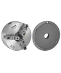 Precision 8 Inch 3 Jaw Lathe Chuck Self Centering Machine Tool with gray finish and T wrench for woodworking and metalworking.
