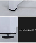 Close-up of the adjustable leveling feet on the Rock Solid Industrial Metal Table Frame With Heavy Duty Square Tube Furniture Legs.