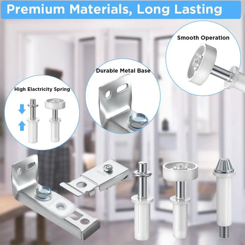 Two Pack Bifold Door Hardware Repair Kit For Sliding Closet Doors DIY Replacement Parts Set With Top And Bottom Pivots Guides Wheels Brackets And Screws For Seven Eighths To One Inch Tracks Stainless Steel And Nylon