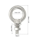 Heavy Duty Stainless Steel Eye Bolts With Nuts Washers For Lifting Hanging Top Shelf Threading Kit Includes 10 Pieces, 11mm ring.