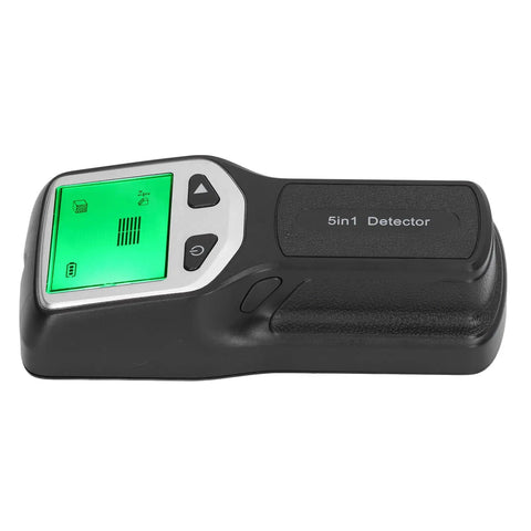 NDNCZDHC Stud Finder Wall Scanner, 5 in 1 Detector HD LCD Display for Wood AC Wire Center Edges (Silver) with green screen.