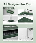 Features of Hella Spacious 47 Qt Portable Car Refrigerator including handle, magnetic door, and cup holders for safety and durability.