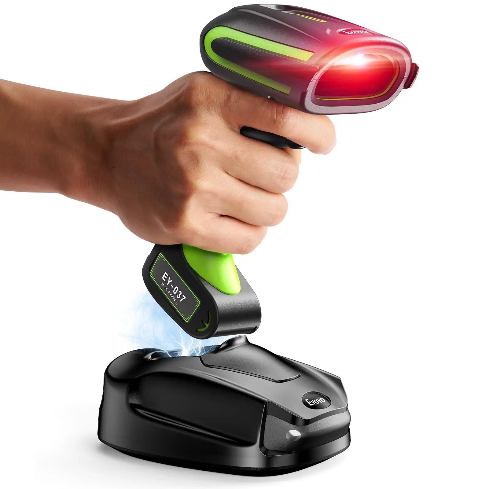 Rugged 2D QR Industrial Barcode Scanner with Stand