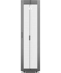 Heavy Duty 48U Server Rack Cabinet Built Like A Tank For High Density Equipment With 3000 Pound Static Load Rating showing front with mesh door.