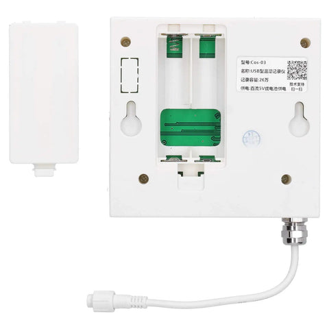 Heavy Duty Lcd Temperature Data Logger With Usb Software Alerts And Rechargeable Battery for cold chain with battery compartment.