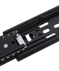 Two Pack Heavy Duty Drawer Slides Set For Dresser And Cabinets, 4 Inch Full Extension Side Mount Rails, Cold Rolled Steel, Quick Install, Built Like A Tank For Kitchen And Closet Drawers close-up of black steel slide