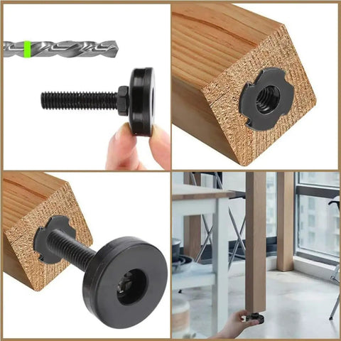 Installation of 12 Pack Adjustable Furniture Legs For Sofas Cabinets And Dressers Built To Last Heavy Duty Black Plastic Feet.