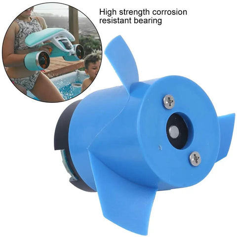 5000KV RC Underwater Thruster with 60mm propeller for submarines and RC boats, shown with corrosion-resistant coating, blue finish.
