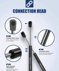 Connection head and body of 10 Inch Gas Strut Lift Support for Cabinet Lids and Toy Boxes, Door Piston Opener, detailed view.