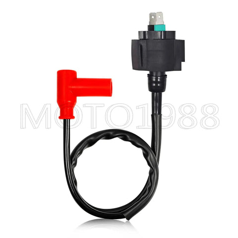 Ignition Coil Igniter CDI Box For Honda Foreman 450 TRX450FE TRX450FM TRX450ES TRX450S 1998 1999 2000 2001 2002 2003 2004 Includes Spark Plug And CDI Module For Easy Plug And Play Replacement OEM 30410HN0A01, showing coil with red plug.