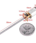 Reversible Gear Motor With Screw Actuator, 6V 200RPM, M3x55mm Threaded Output Shaft For DIY Projects, Full Metal Gearbox, Low Noise, Durable Maker Tool For Small Actuations with size marks