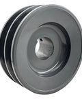 Heavy Duty Built Tough Two Groove Pulley For V Belt Drive Cast Iron Motor Pulley With One And A Quarter Inch Bore And Four Point Seven Five Inch Outer Diameter Fits V Belt Types A AX B BX 4L 5L Belts Model 2BK50 One Quarter By One Eighth Keyseat