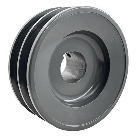 Heavy Duty Built Tough Two Groove Pulley For V Belt Drive Cast Iron Motor Pulley With One And A Quarter Inch Bore And Four Point Seven Five Inch Outer Diameter Fits V Belt Types A AX B BX 4L 5L Belts Model 2BK50 One Quarter By One Eighth Keyseat