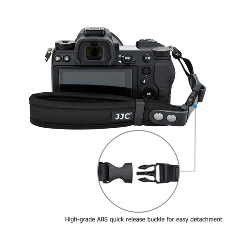 Camera with Quick Release Soft Neoprene Camera Hand Wrist Grip Strap for Lightweight DSLRs and mirrorless cameras with 7mm by 3mm eyelet