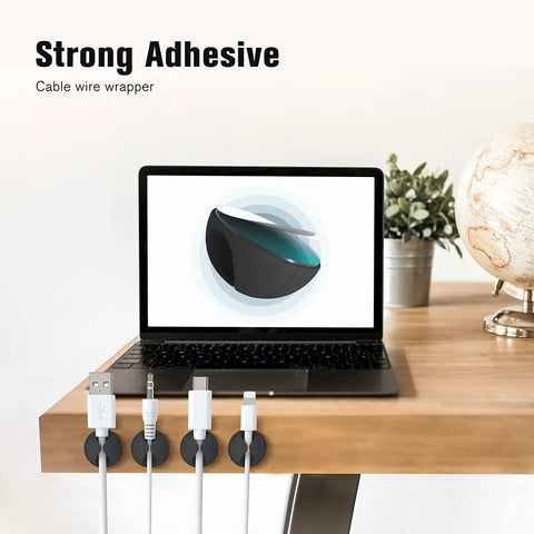 Desk setup with 12 Pack Adhesive Cable Clips For Desk Home Office And Car Cord Management Wire Holder Clips To Keep Cords Neat And Tidy Dirt Resistant Acrylic Pads For Long Lasting Use