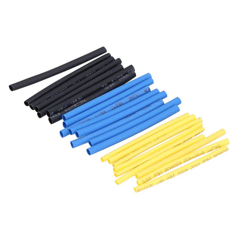 Solid 530 Piece Heat Shrink Tube Set With Color Nylon Tubing For Electrical Wire Wrap Repair And Circuit Wiring Harness Fix Kit Multiple Sizes Colors, black blue yellow tubes