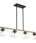 Grove 38 Inch 4 Light Dope Modern Farmhouse Kitchen Island Light With Schoolhouse Glass Shades In Smoked Birch Finish