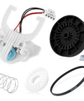 Real Deal GE Washing Machine Repair Kit Featuring Transmission Pulley Push Nut Shift Actuator Drive Belt Clutch And Coil Spring components, including actuator and drive components.