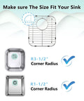 Stainless Steel Sink Grids Set of 2, 13 x 11-5/8 Inches with R3-1/2 inch and R1-1/2 inch Corner Radius for Sinks