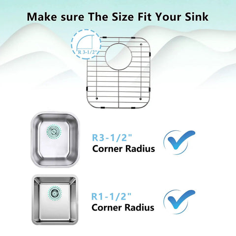 Stainless Steel Sink Grids Set of 2, 13 x 11-5/8 Inches with R3-1/2 inch and R1-1/2 inch Corner Radius for Sinks